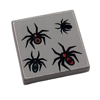 Tile 2x2 with 4 Spiders Pattern, Part# 3068pb0005 Part LEGO® Light Gray