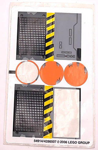 Sticker Sheet for Set B-Wing Fighter, 6208 - (54914/4286507), Part# 6208stk01 Part LEGO® Missing 2 Stickers