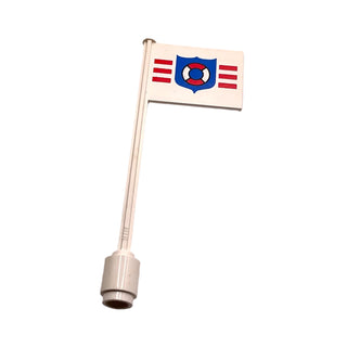 Flag on Flagpole, Straight with Coast Guard Pattern (Stickers), Part# 3596pb19 Part LEGO® White Very Good