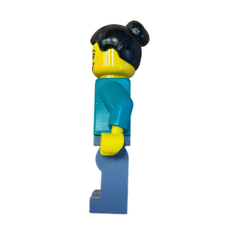 Woman with Dark Turquoise Jacket over Dark Purple Shirt, hol353 - LEGO® Holiday Minifigure