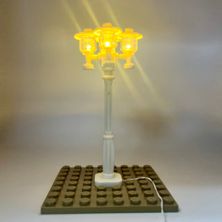 Lighting Kit, Quad Lamp Post, (White Pole, Amber Light) ACCQH-W/A Light up kit United Brick Co®