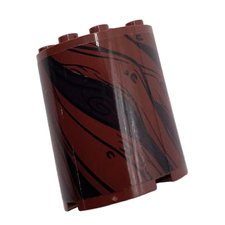 Cylinder Half 2 x 4 x 4 with Tree Bark Lines Pattern 2 (Sticker), Part# 6259pb038 Part LEGO®