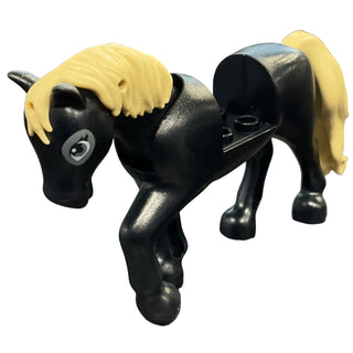 Horse, Friends Style with 2 x 2 Cutout and Movable Neck with Fixed Flexible Rubber Tan Tail and Mane with Dark Bluish Gray Eyes and Eye Patches Pattern, bb1279c01pb08