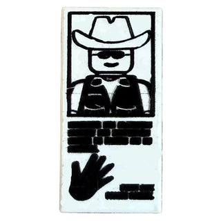 Tile 1 x 2 with Hand Print and Cowboy Pattern Part# 3069px34 Part LEGO® White