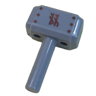 Minifigure Utensil Tool Sledgehammer, 6 Copper Diamonds and Runes Pattern on Both Sides Part#75904pb02 Part LEGO® Light Bluish Gray