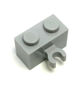 Brick, Modified 1x2 with Open O Clip Thick (Vertical Grip), Part# 30237b Part LEGO® Light Bluish Gray  