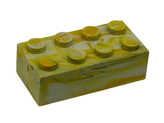 Yellow & White w/ Blue Marbled, 1970's Grangemouth Test 2x4 LEGO® Brick Part LEGO®