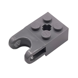 Technic, Brick Modified 2x2 with Ball Socket and Axle Hole - Straight Forks with Round Ends and Open Sides, Part# 92013 Part LEGO® Dark Bluish Gray