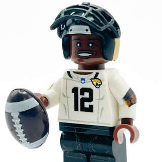 #12 WR/CB Hunter, Jags Football Player Minifig made using LEGO parts - B3 Customs Custom minifigure B3 Customs