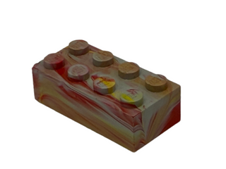 Gray, Red, Yellow, Orange, Marbled, 1970's Grangemouth Test 2x4 LEGO® Brick Part LEGO®