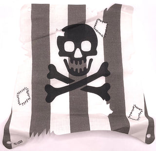 Cloth Sail with Cannonball Damage with Dark Gray Stripes and Black Skull and Crossbones Pattern, Part# 71305 Part LEGO® White Very Good