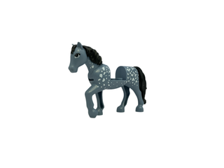 Horse with 2 x 2 Cutout and Movable Neck with Molded Black Tail and Mane and Printed White Spots Pattern, bb1279c01pb05 Minifigure LEGO®