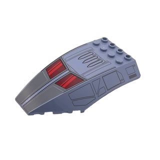 Windscreen 10 x 6 x 2 Curved with SW Bad Batch Shuttle with Dark Red Windows, Red Reflections, and Dark Bluish Gray Panels Pattern, Part# 45705pb030 Part LEGO® Sand Blue Very Good