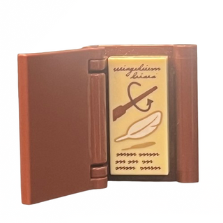 Minifigure, Utensil Wingardium Leviosa Spellbook, Part# (24324 + 3069pb0649 + 24093) Part LEGO® Reddish Brown