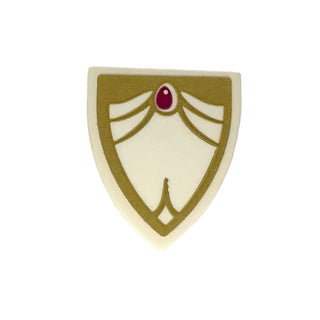 Shield Triangular Short with Magenta Jewel and Gold Border Pattern (Sticker), LEGO® Minifigure Shield, Part# 3846pb039