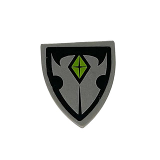 Shield Triangular Short with Silver Insignia and Lime Diamond Pattern, LEGO® Minifigure Shield, Part# 3846pb040
