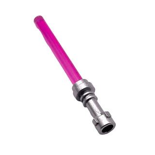 Star Wars Lightsaber Blade (Multiple Colors) and Metallic Silver Hilt, Part# 64567 + 30374 Part LEGO® Trans-Dark Pink