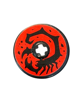 Technic, Disk 3 x 3 with Black Scorpion on Red Background Pattern (Sticker) - Set 70589, Part# 2723pb065