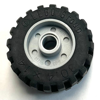 Wheel 18mm D. x 14mm with Pin Hole, Fake Bolts and Shallow Spokes with Black Tire 30.4 x 14 Offset Tread - Band Around Center of Tread (55981 / 92402), Part# 55981c05 Part LEGO®