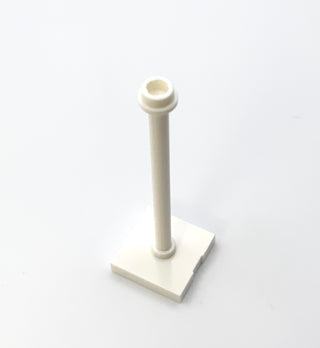 Support 2x2x5 Bar on Tile Base with Hollow Stud and Stop Ring, Part# 98549 Part LEGO® White  