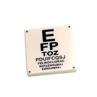 Eye Test Chart Tile 2 x 2 Decorated, Part# 3068pb0923 Part LEGO® White