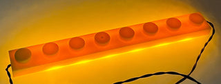 1x8 LED Light Up Plate, DIY System, Reconnectable, LB1x8-LA Custom Parts United Brick Co® Amber/Yellow