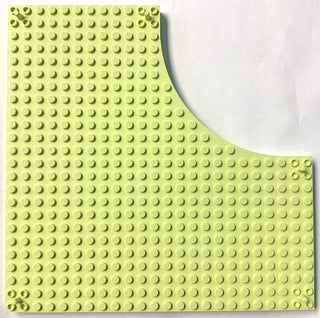 24x24 Brick Modified Plate without 12x12 Quarter Circle with Peg at Each Corner, Part# 47115 Part LEGO® Light Lime  