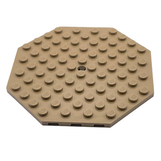 Plate, Modified 10x10 Octagonal with Hole, Part# 89523 Part LEGO® Dark Tan