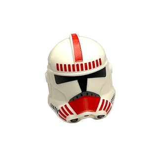 Minifigure, Headgear Helmet SW Clone Trooper (Phase 2) with Red Shock Trooper Pattern, Part# 11217pb05 Part LEGO® White Very Good