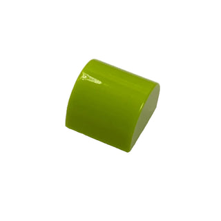 Bright green curved slope brick with smooth rounded surface and flat back side.