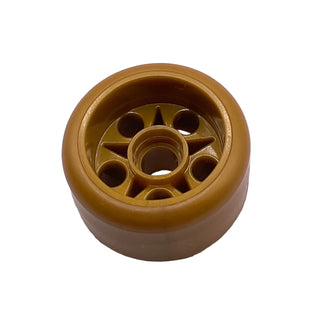 Wheel 24 x 15 with Pin Hole with Molded Pearl Gold Hard Plastic Tire Pattern, Part# 6278pb04 Part LEGO®