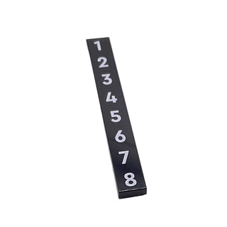 Tile 1 x 8 with White Numbers 1, 2, 3, 4, 5, 6, 7, and 8 Pattern, Part# 4162pb247 Part LEGO® Black