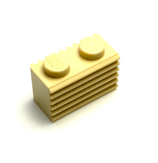 Brick, Modified 1x2 with Grille/Fluted Profile, Part# 2877 Part LEGO® Tan  