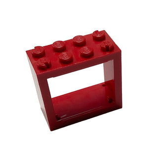 Window 2 x 4 x 3 - Solid Studs, Part# 4132 Part LEGO® Red