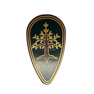 Shield Oval with Tree with Gold Leaves Pattern, LEGO® Minifigure Shield, Part# 2586pb005