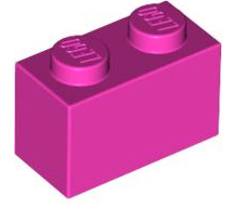 Brick 1x2, Part# 3004 and 3065 Part LEGO® Dark Pink  