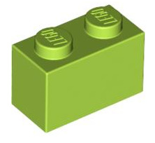 Brick 1x2, Part# 3004 and 3065 Part LEGO® Lime  