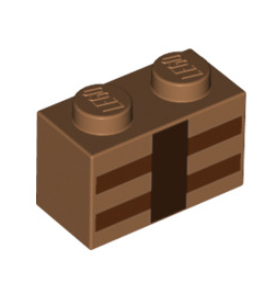 Brick 1x2 with Crafting Box Lines Pattern, Part# 3004pb123 Part LEGO® Medium Nougat  