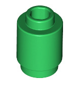 Brick Round 1x1 (Open Stud), Part# 3062b Part LEGO® Green  