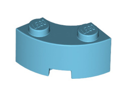 Brick Round Corner 2x2 Macaroni with Stud Notch and Reinforced Underside, Part# 85080 Part LEGO® Medium Azure  