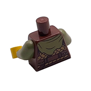 Torso Viking Armor, Medium Nougat Leather, Olive Green Bandana, Necklace, Strap, Belt with Silver Disk Pattern / Olive Green Arms / Yellow Hands, Part# 973pb4776c01 Part LEGO®