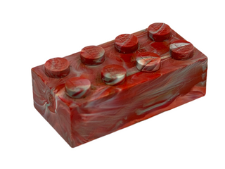 Red, White & Gray Marbled, 1970's Grangemouth Test 2x4 LEGO® Brick Part LEGO®