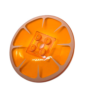 Dish 6 x 6 Inverted (Radar) - Solid Studs with White Orange Fruit Slice Pattern, Part# 44375bpb26 Part LEGO® Trans-Orange