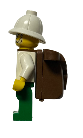 Dr. Kilroy / Dr. Charles Lightning - White Shirt and Suspenders, Green Legs, White Pith Helmet, Brown Backpack, adv040 - LEGO® Adventurers Minifigure
