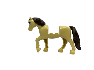 Horse with 2 x 2 Cutout and Movable Neck with Molded Dark Brown Tail and Mane and Printed Dark Brown Eyes and Black Eyebrows Pattern, bb1279c01pb10 Minifigure LEGO®   