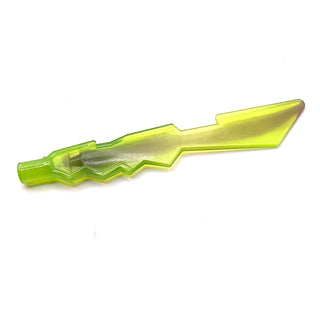 Minifigure, Weapon Sword Blade with Jagged Edges and Bar End with Marbled Trans-Brown Pattern, Part# 11439pb02 Part LEGO® Trans-Bright Green