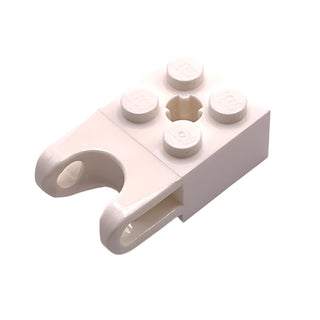 Technic, Brick Modified 2x2 with Ball Socket and Axle Hole - Straight Forks with Round Ends and Open Sides, Part# 92013 Part LEGO® White