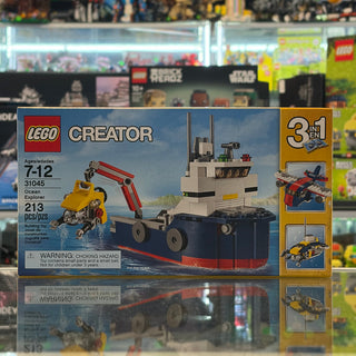 LEGO Creator Ocean Explorer set 31045 box showing a buildable ship with crane and three alternative models.