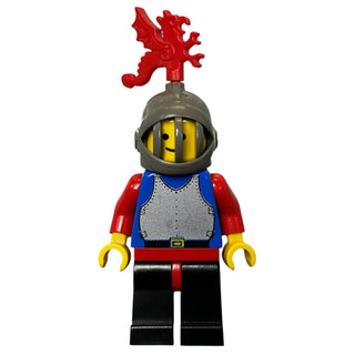 Castle- Silver Breastplate, Dark Gray Grille Helmet with Red Plume Dragon, cas179 Minifigure LEGO®