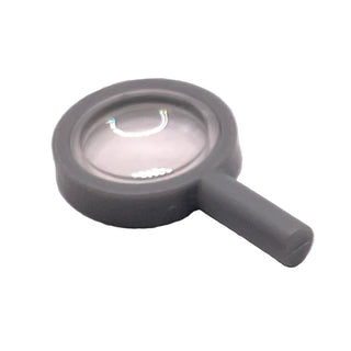 Minifigure, Utensil Magnifying Glass with Removable Trans-Clear Lens, Part# 90463c01 Part LEGO® Dark Bluish Gray Very Good